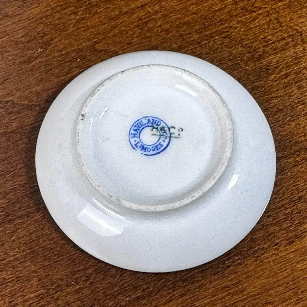 Antique Haviland & Co Limoges Butter Pat Hand Painted Floral Blue Flowers 2.75